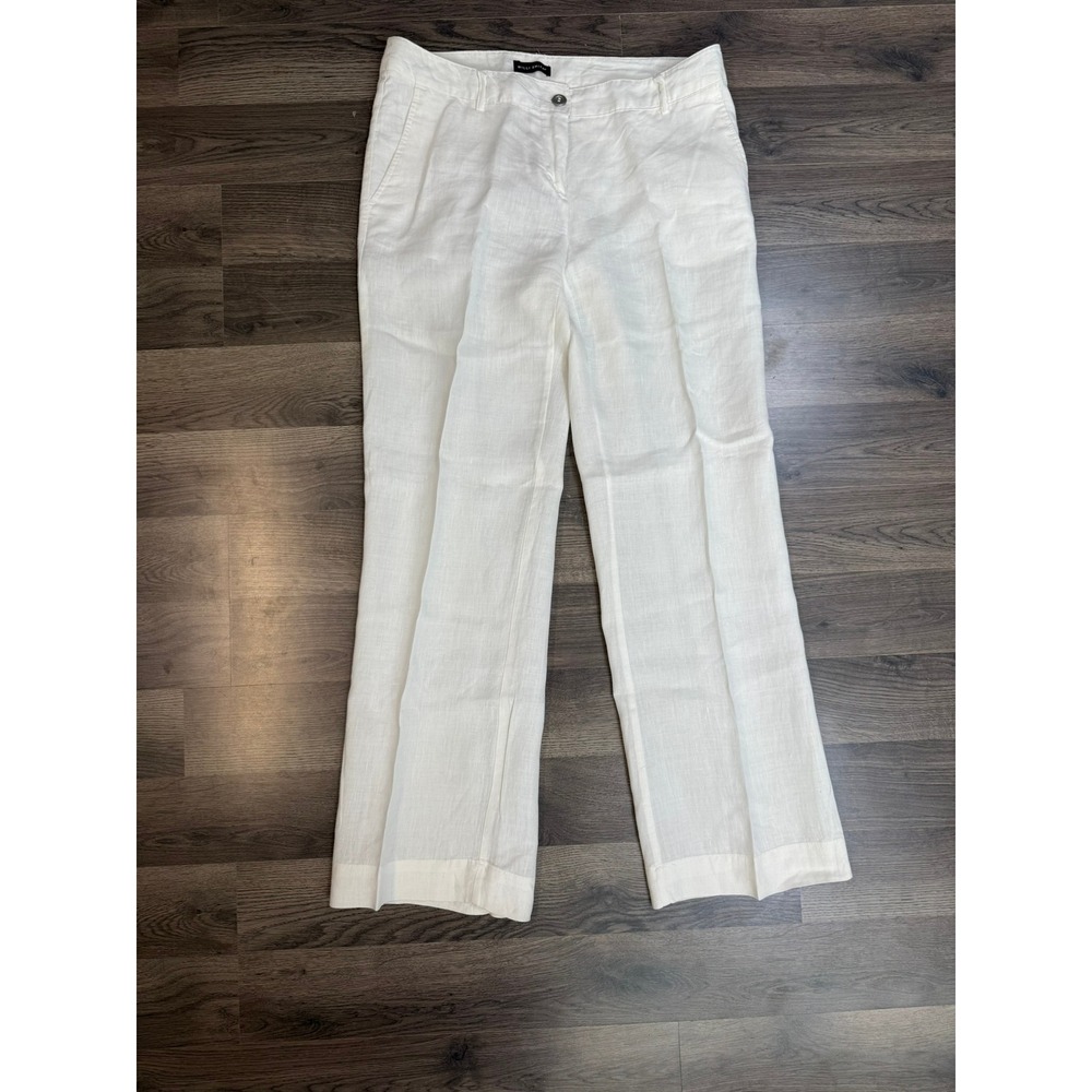 Willi Smith White 100% Linen Wide Leg Trousers Pants Womens Size 10